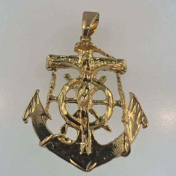 Large Gold Filled Anchor Crucifix - Picture 1 of 2